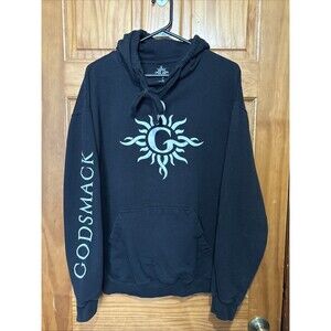 Godsmack Hoodie Sweatshirt Mens Large Black Sun Moon Logo Rock Band Pullover, XL